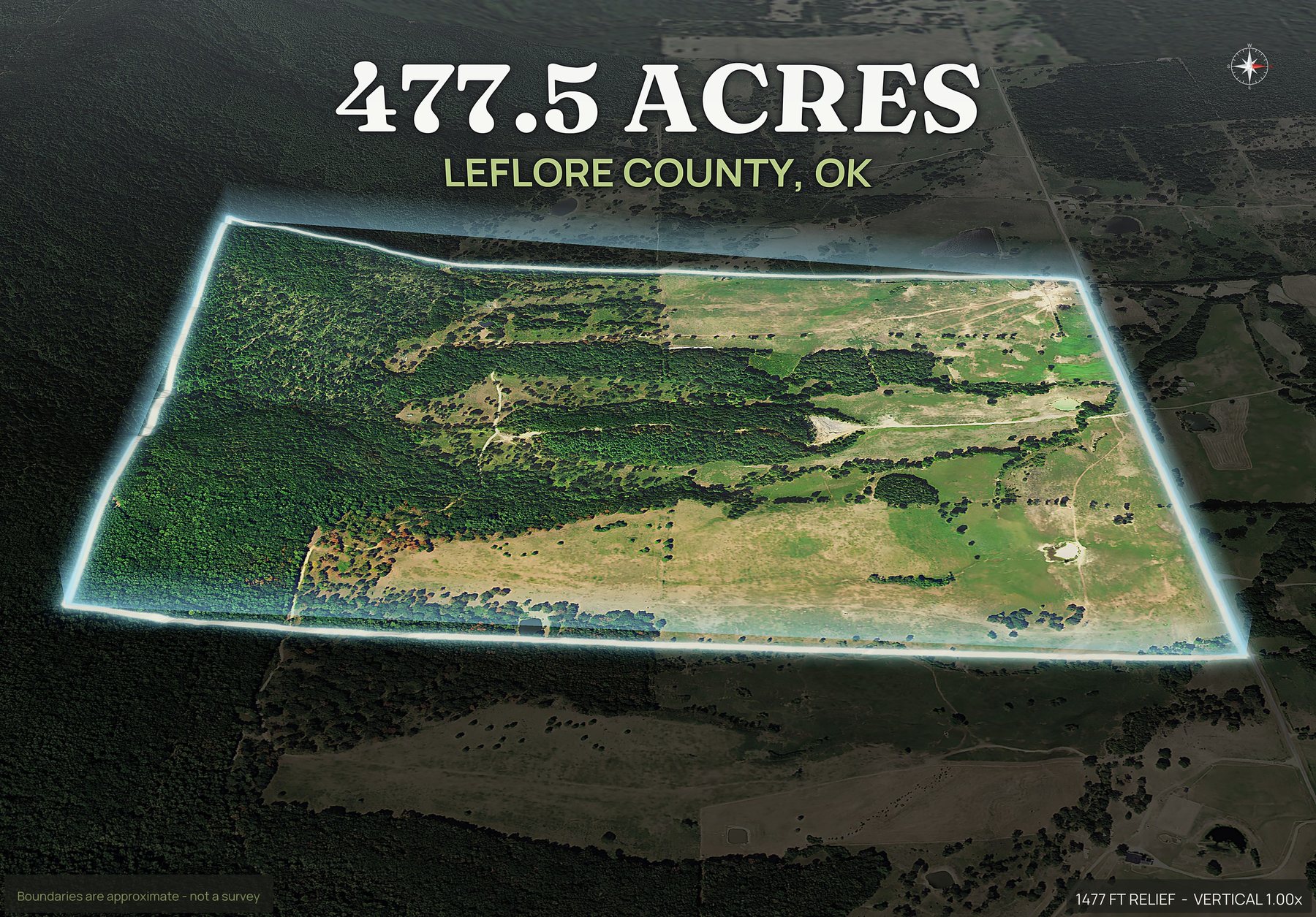 Spotlight, east of an Oklahoma land parcel
