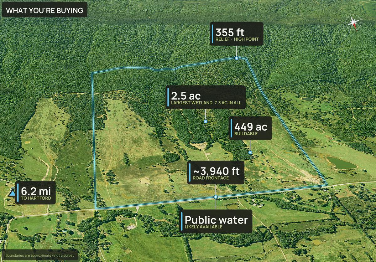 What You're Buying slide with callouts for an Oklahoma land parcel