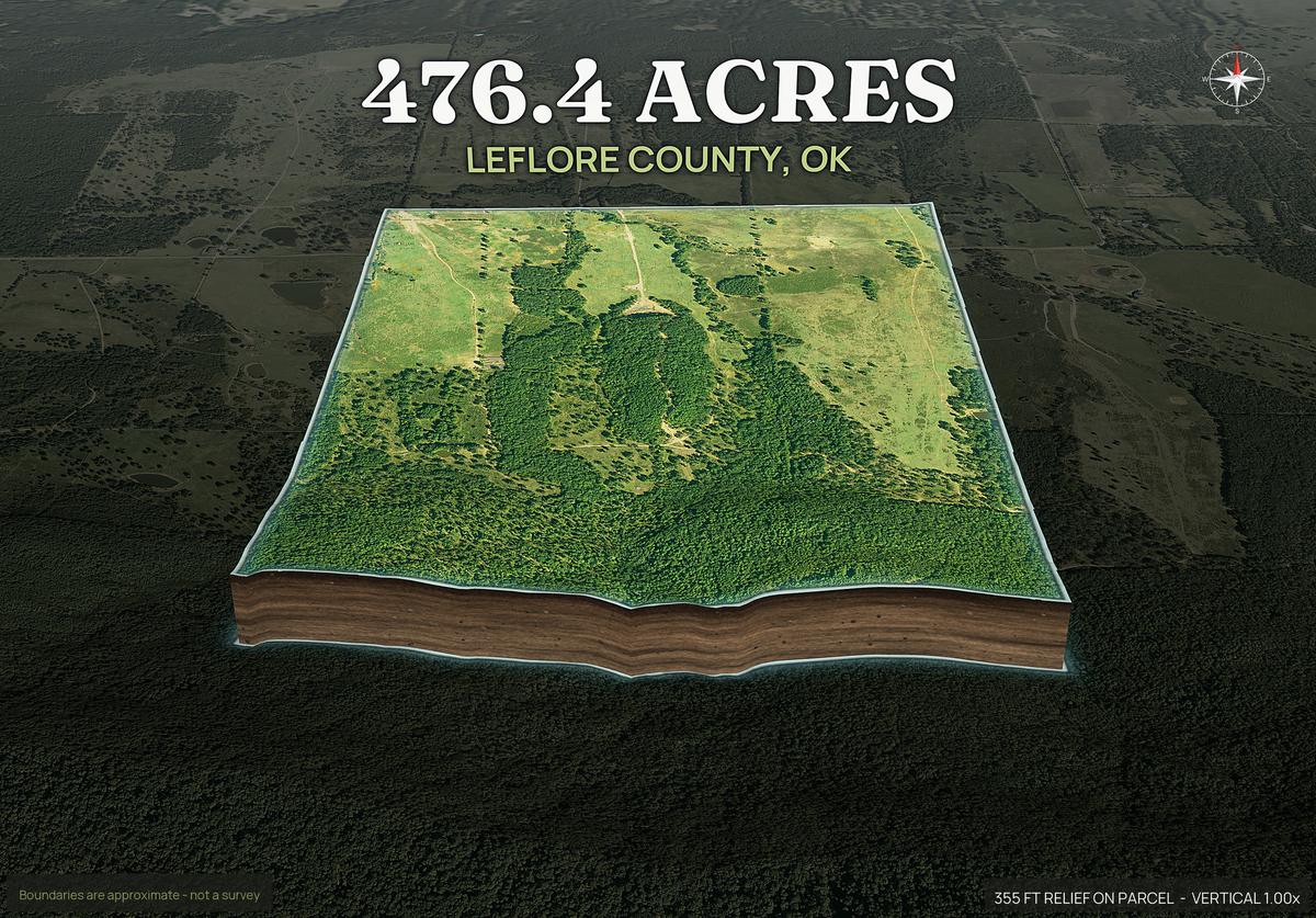 Pop-out of an Oklahoma land parcel lifted out of the ground with dirt walls
