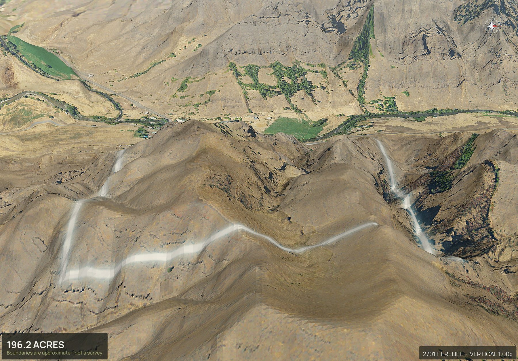 3D from the east of an Oregon land parcel