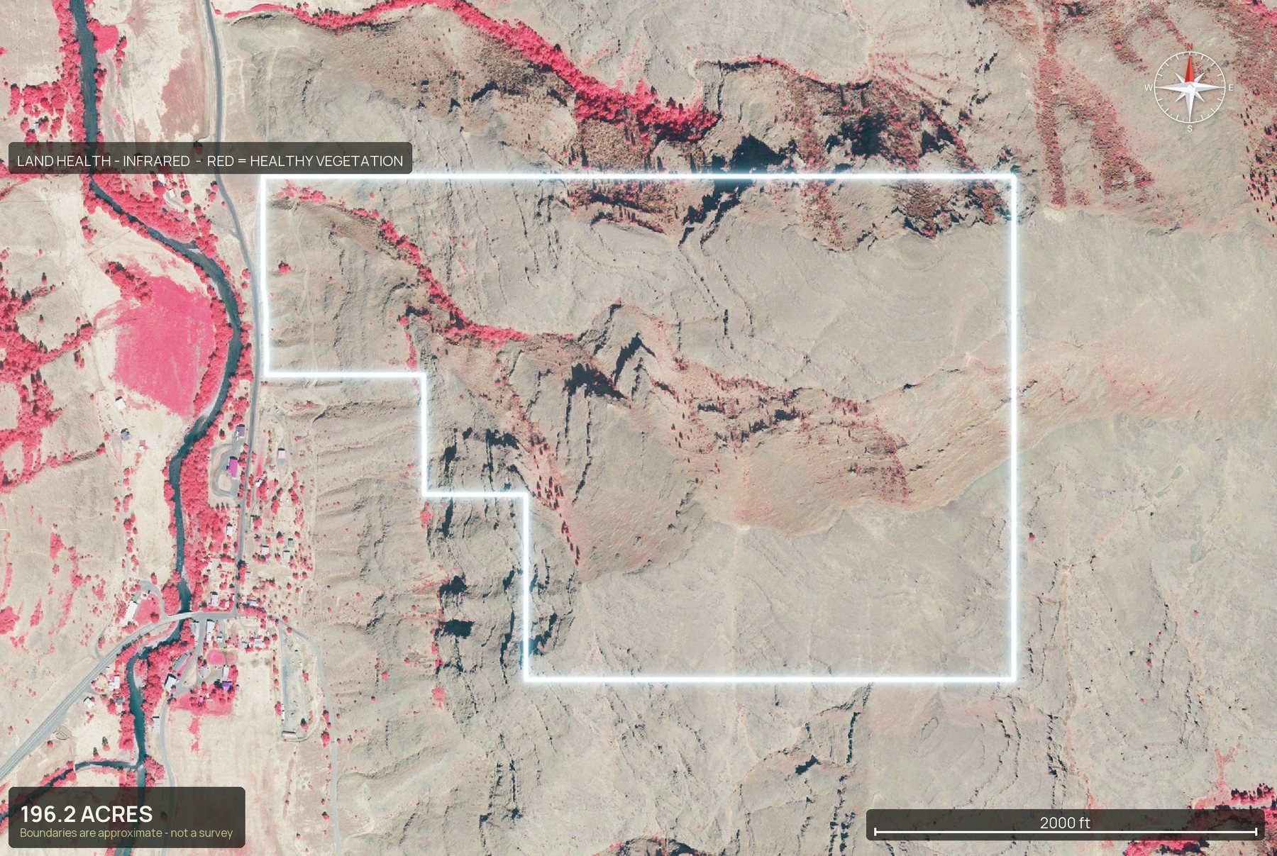 Land health, infrared of an Oregon land parcel