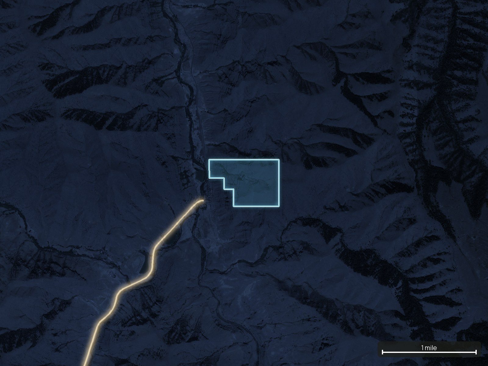Roads at night of an Oregon land parcel