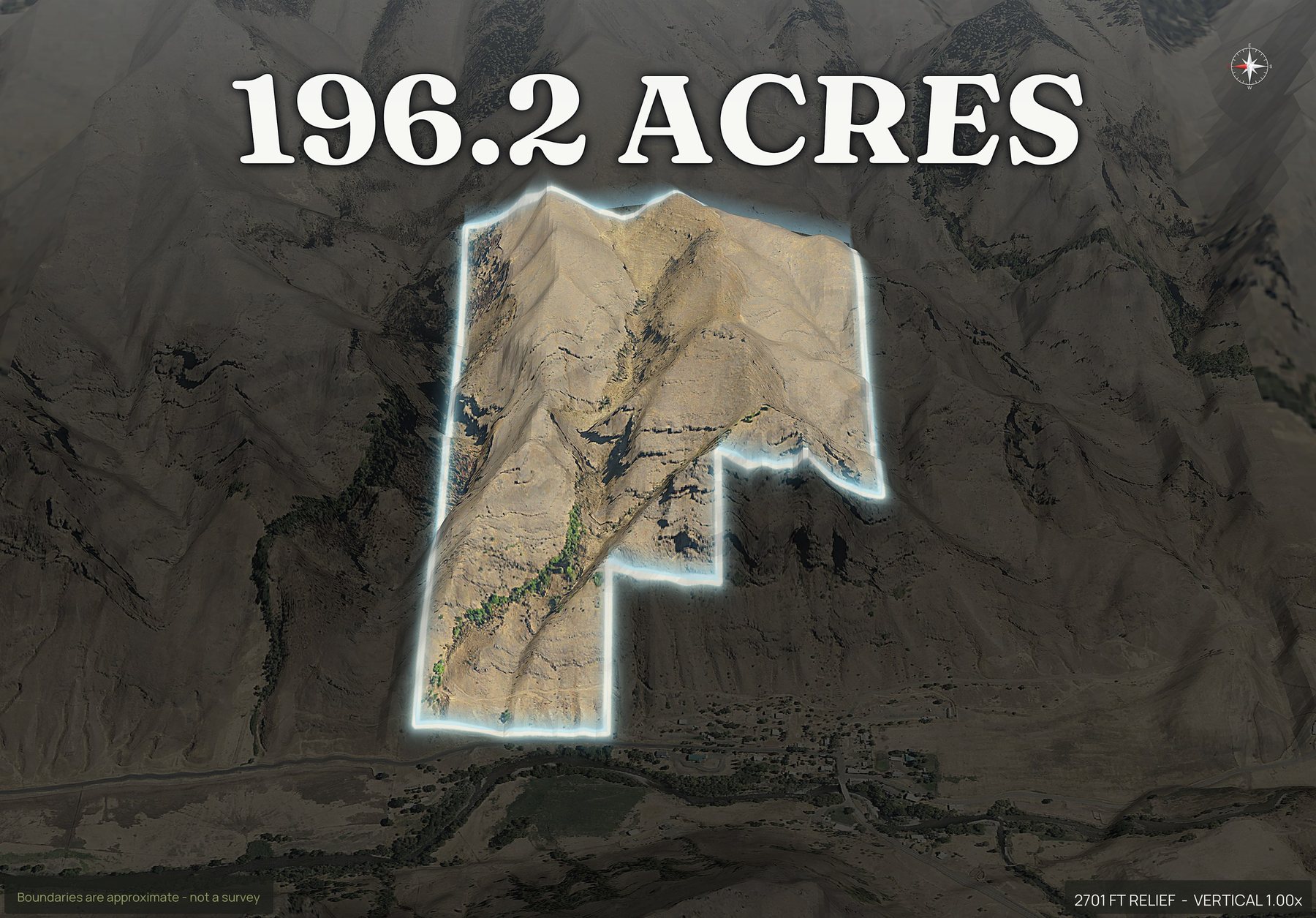 Spotlight, west of an Oregon land parcel