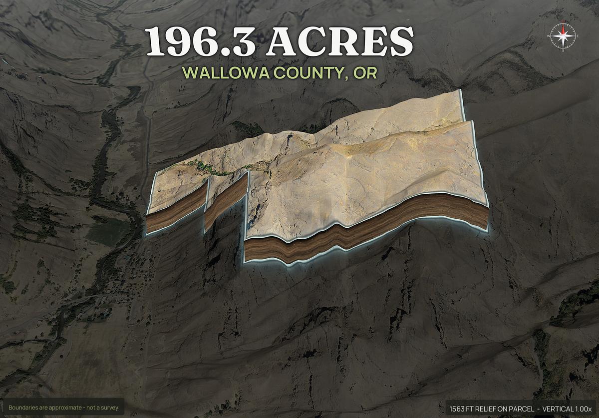 Pop-out of an Oregon land parcel lifted out of the ground with dirt walls
