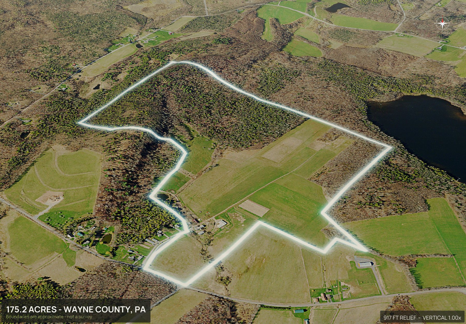 3D from the south of a Pennsylvania land parcel