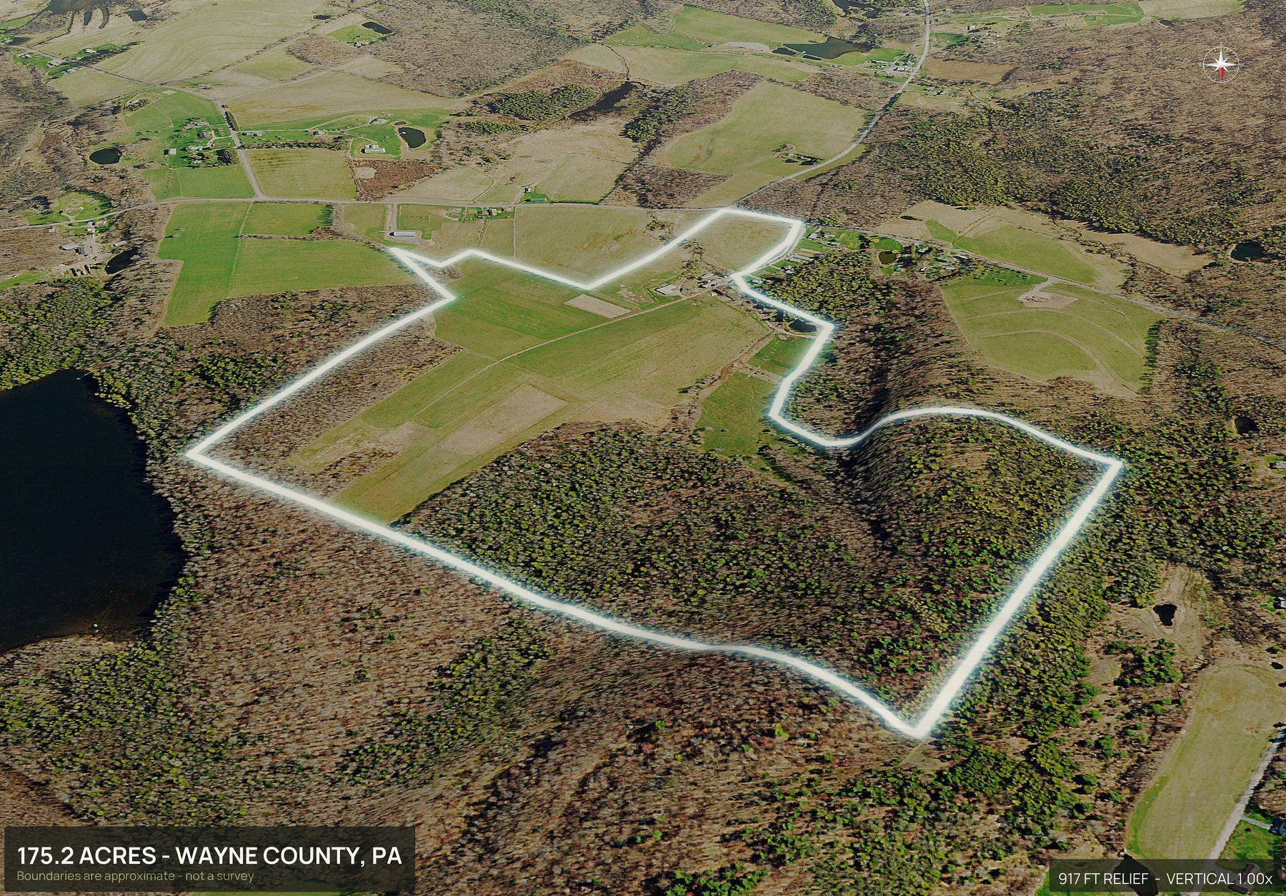 3D from the north of a Pennsylvania land parcel