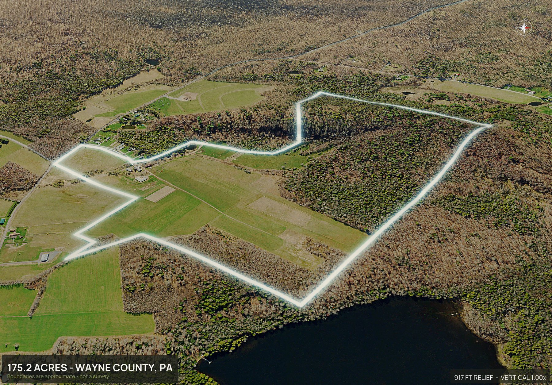3D from the east of a Pennsylvania land parcel