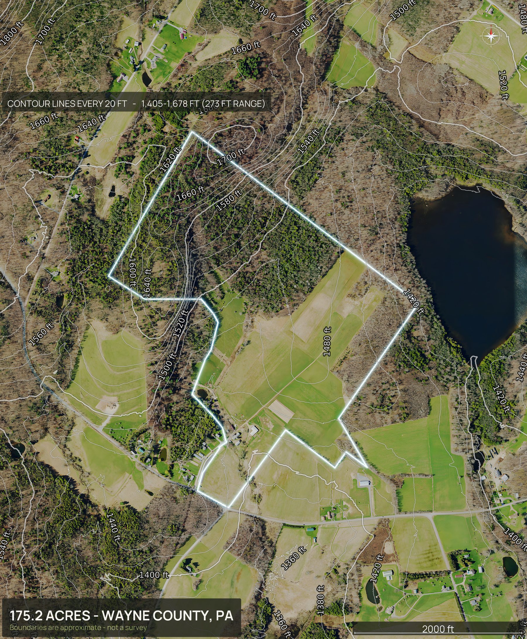Contour map of a Pennsylvania land parcel