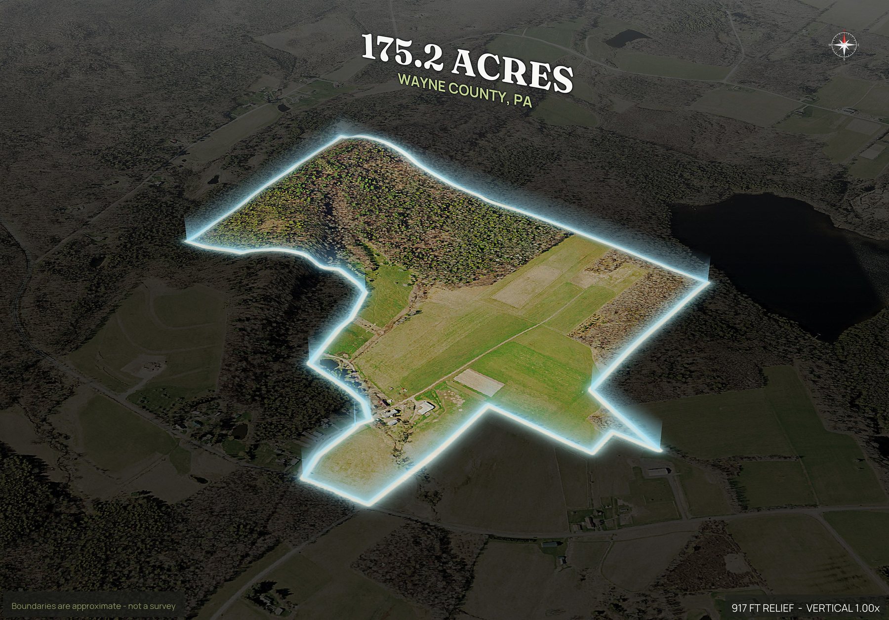 Spotlight, south of a Pennsylvania land parcel