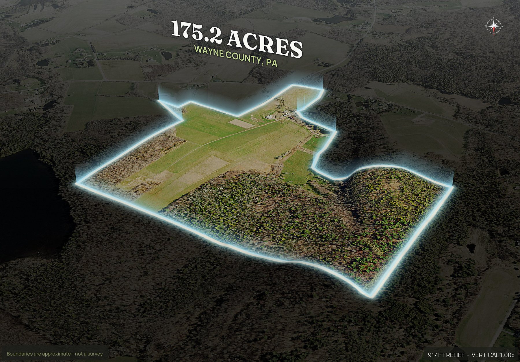 Spotlight, north of a Pennsylvania land parcel