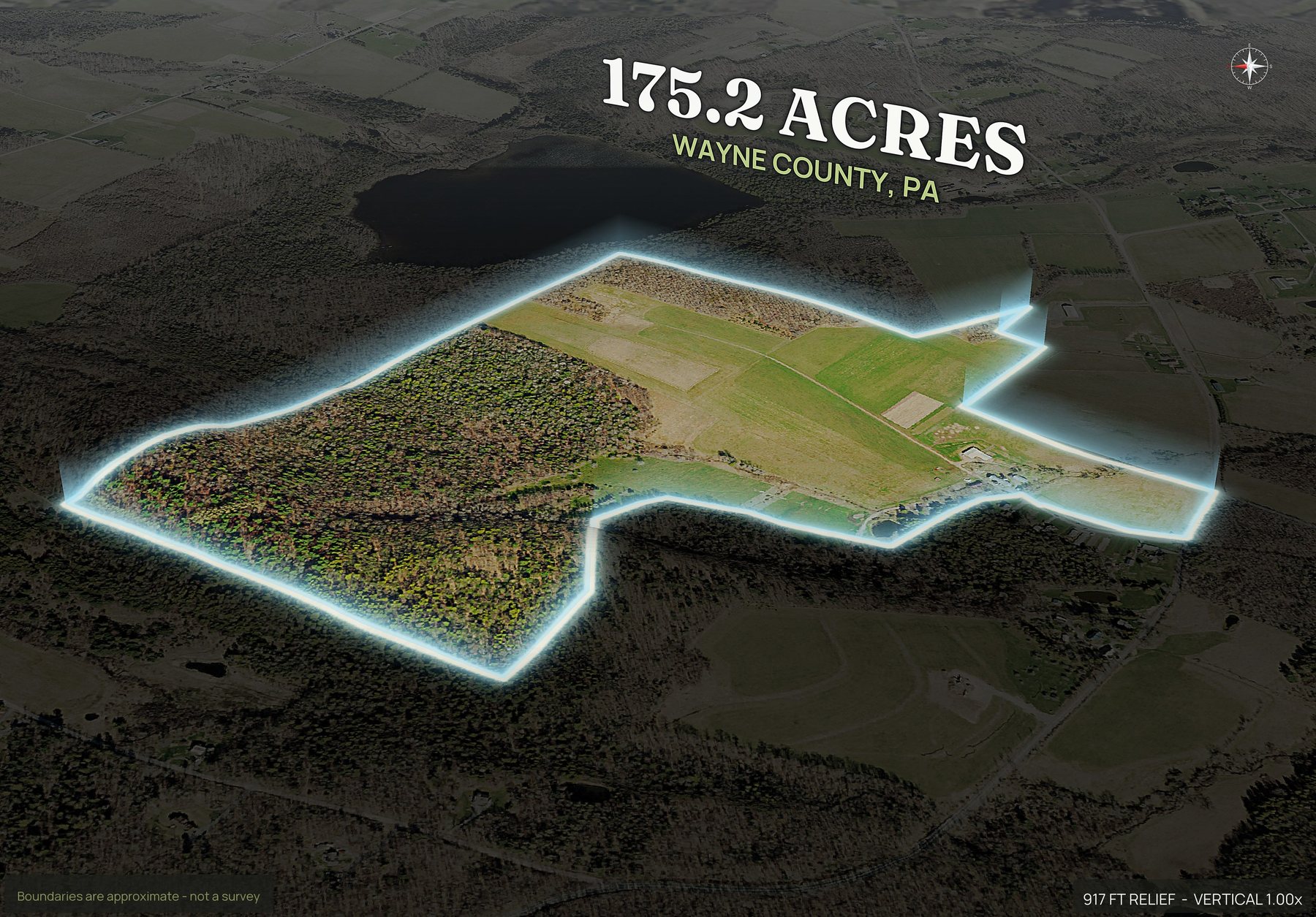 Spotlight, west of a Pennsylvania land parcel