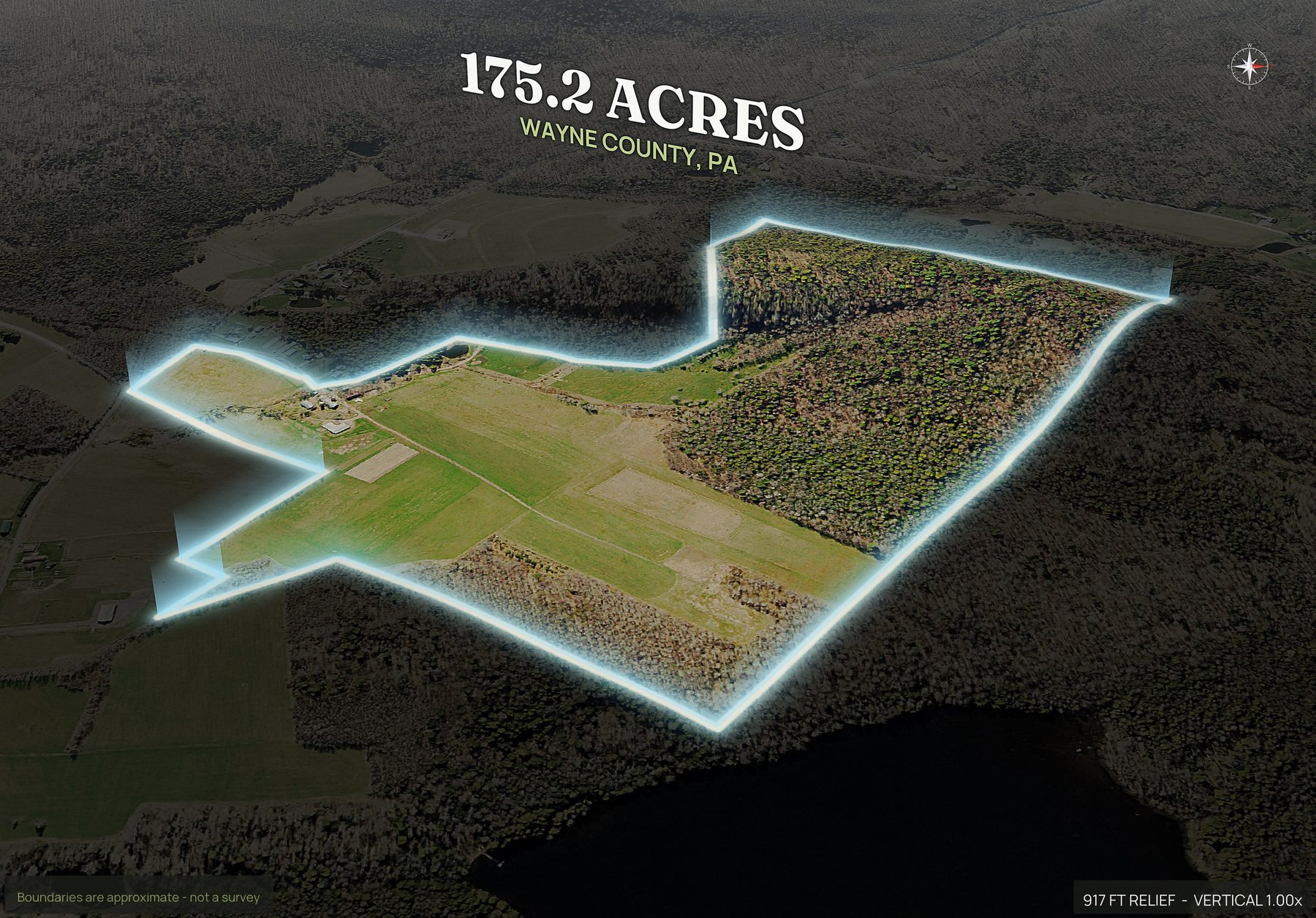 Spotlight, east of a Pennsylvania land parcel