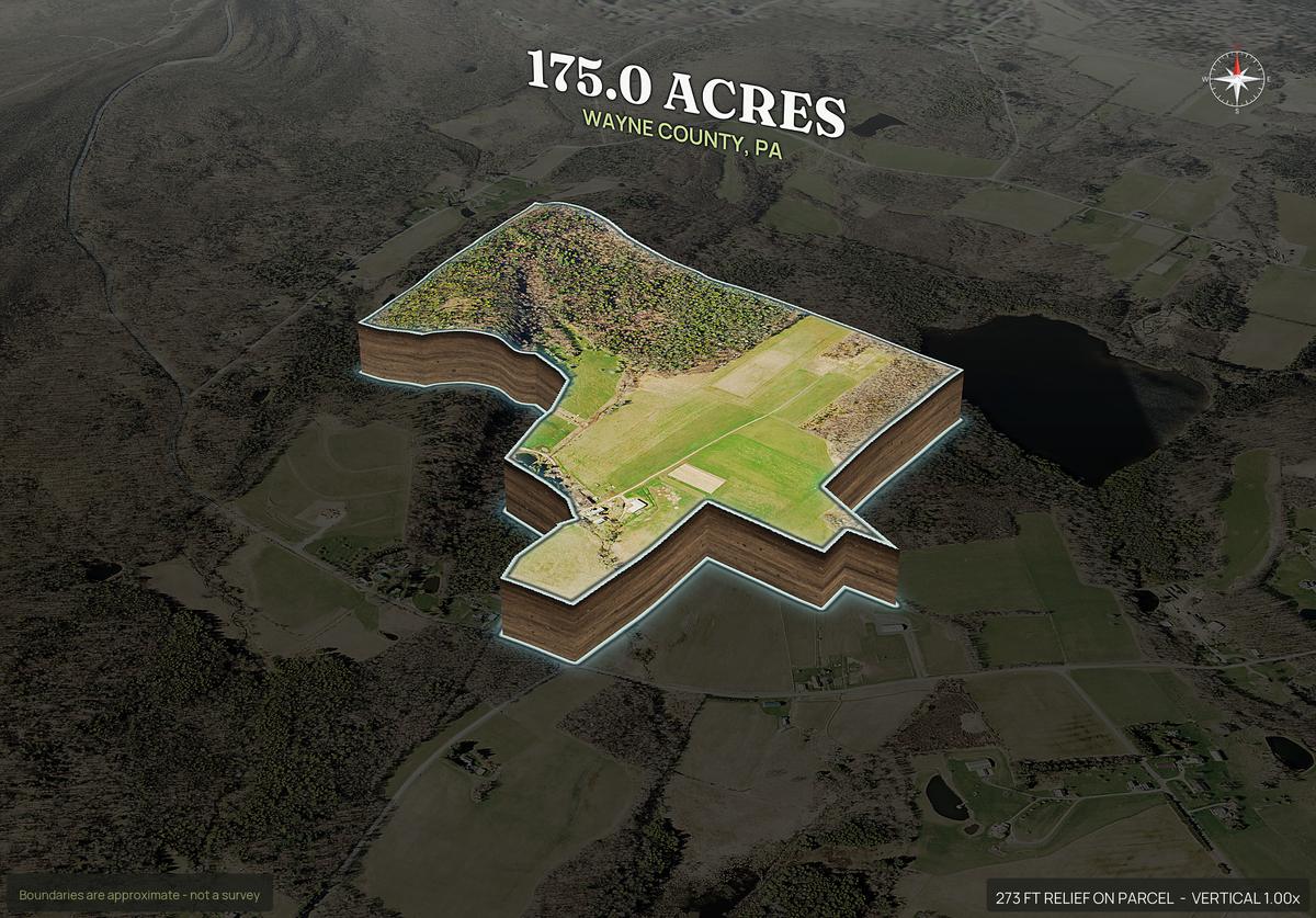 Pop-out of a Pennsylvania land parcel lifted out of the ground with dirt walls