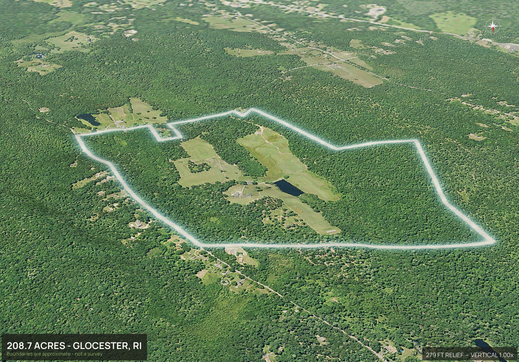 3D from the north of a Rhode Island land parcel