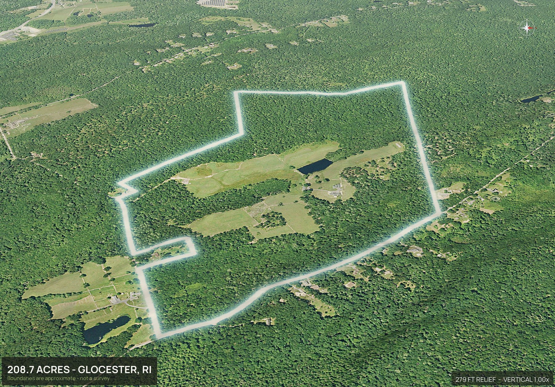 3D from the east of a Rhode Island land parcel