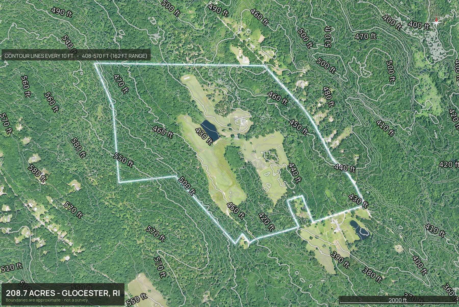 Contour map of a Rhode Island land parcel