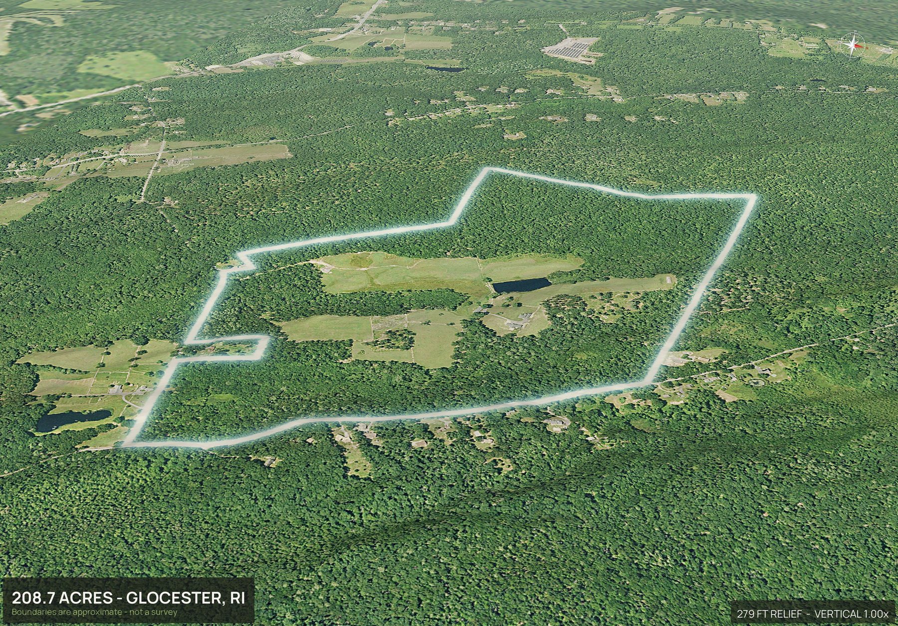Road frontage of a Rhode Island land parcel