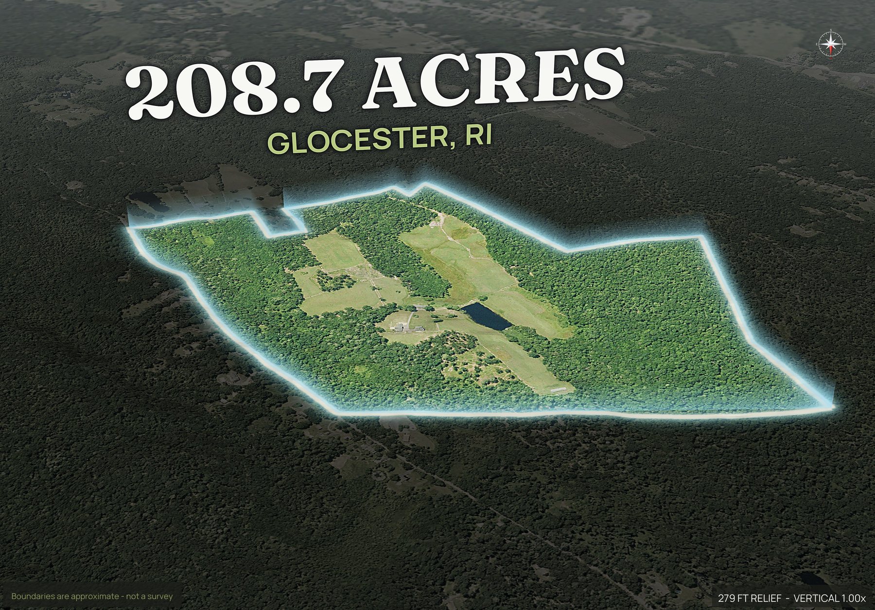 Spotlight, north of a Rhode Island land parcel