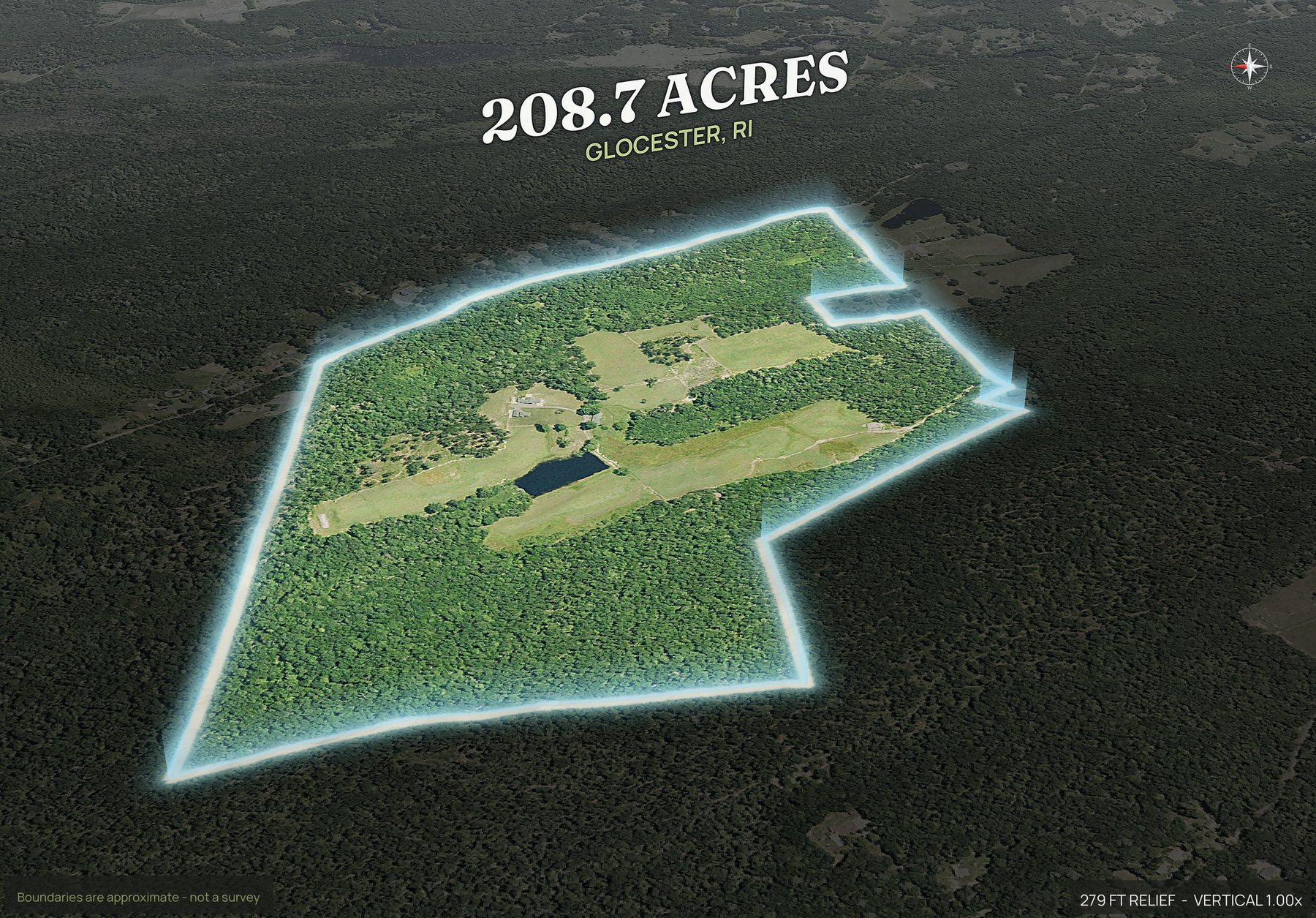 Spotlight, west of a Rhode Island land parcel