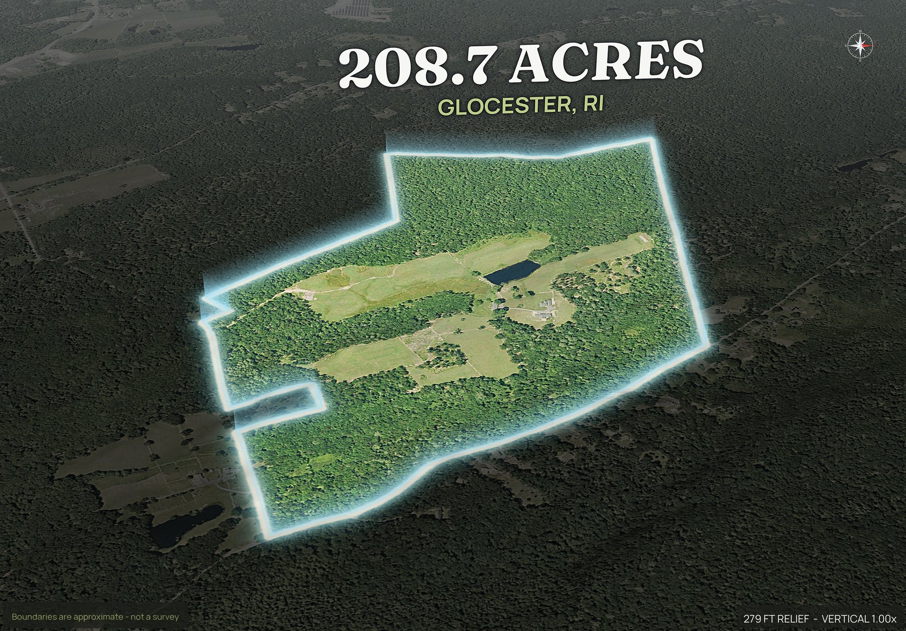Spotlight, east of a Rhode Island land parcel