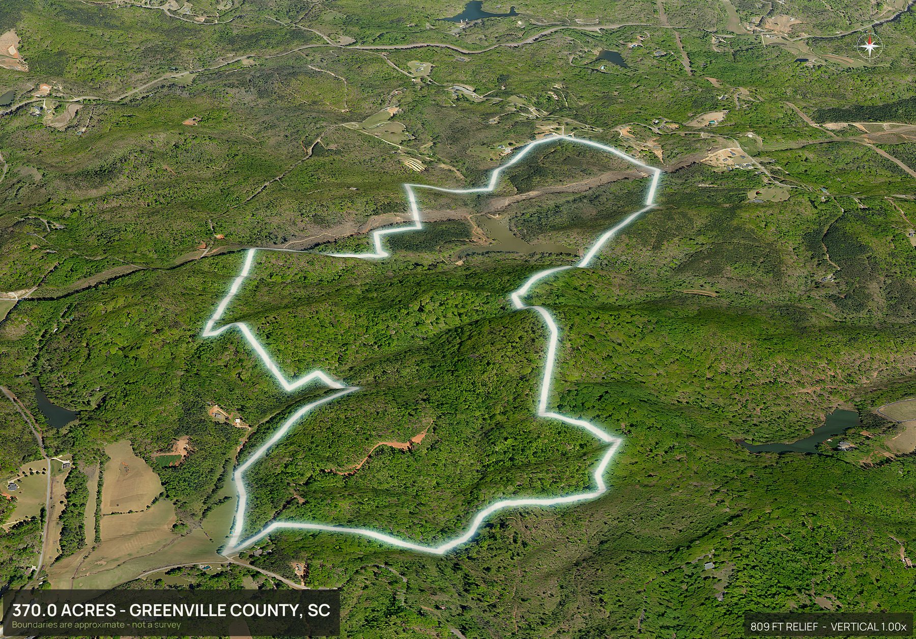 3D from the south of a South Carolina land parcel