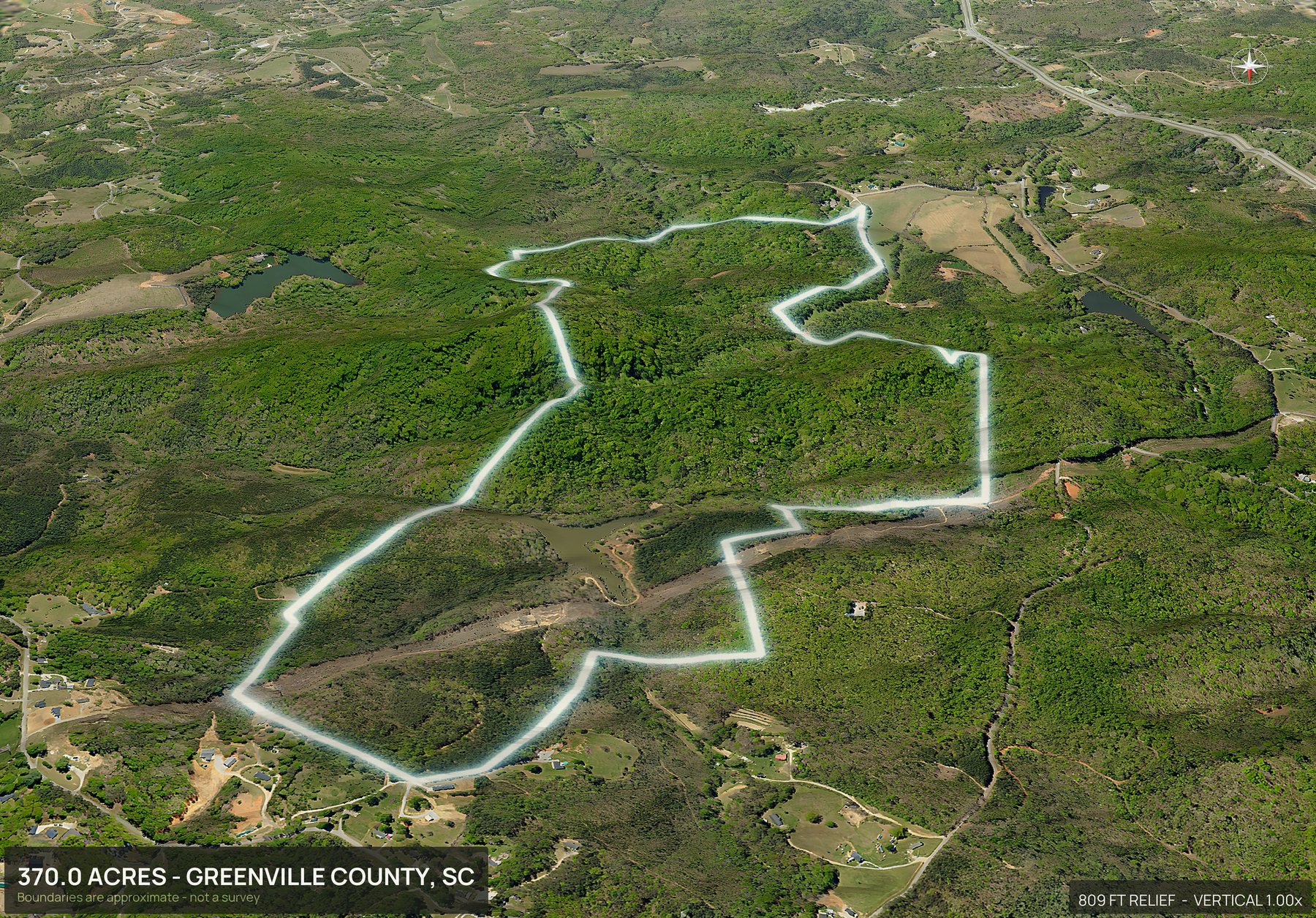 3D from the north of a South Carolina land parcel