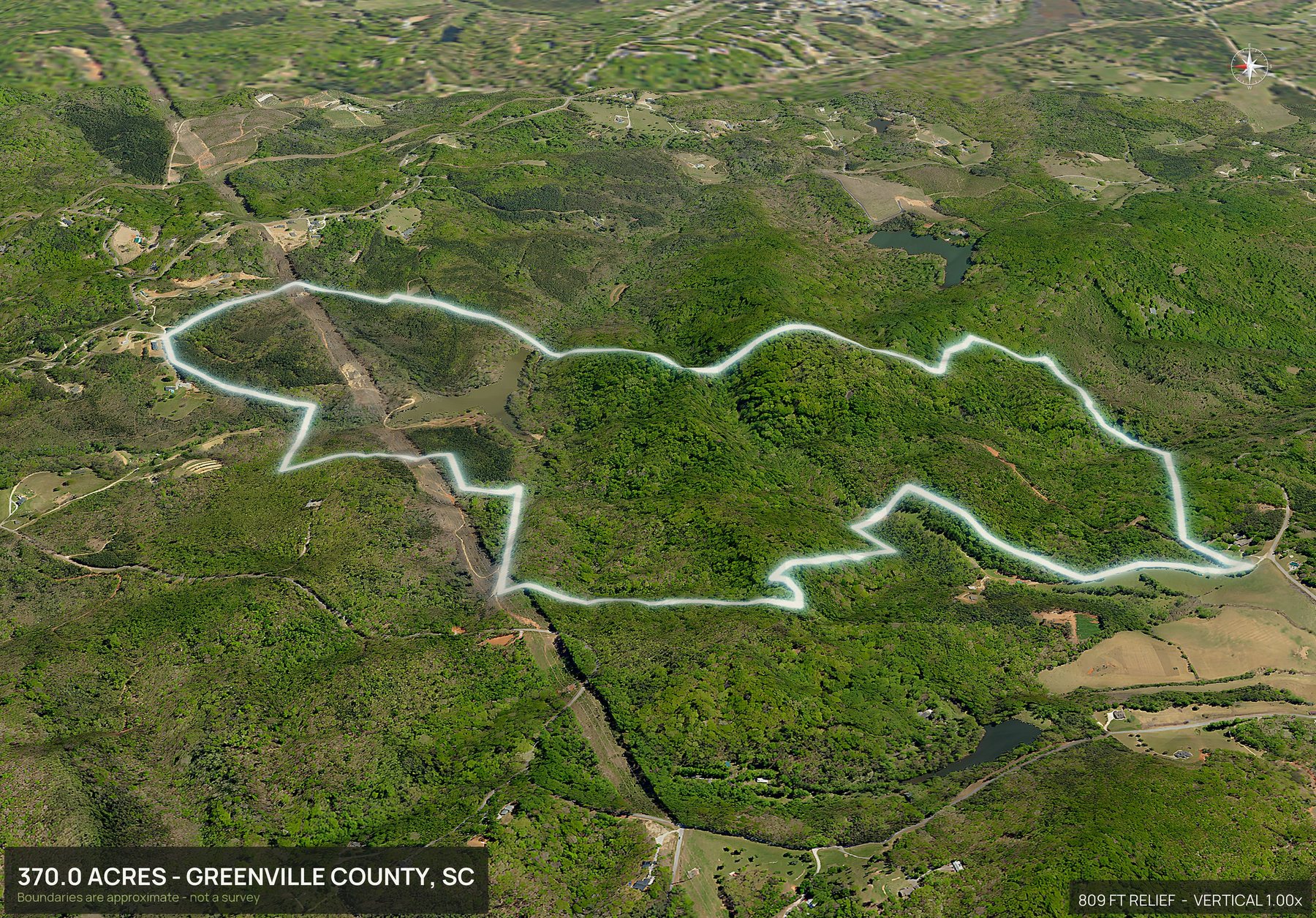 3D from the west of a South Carolina land parcel