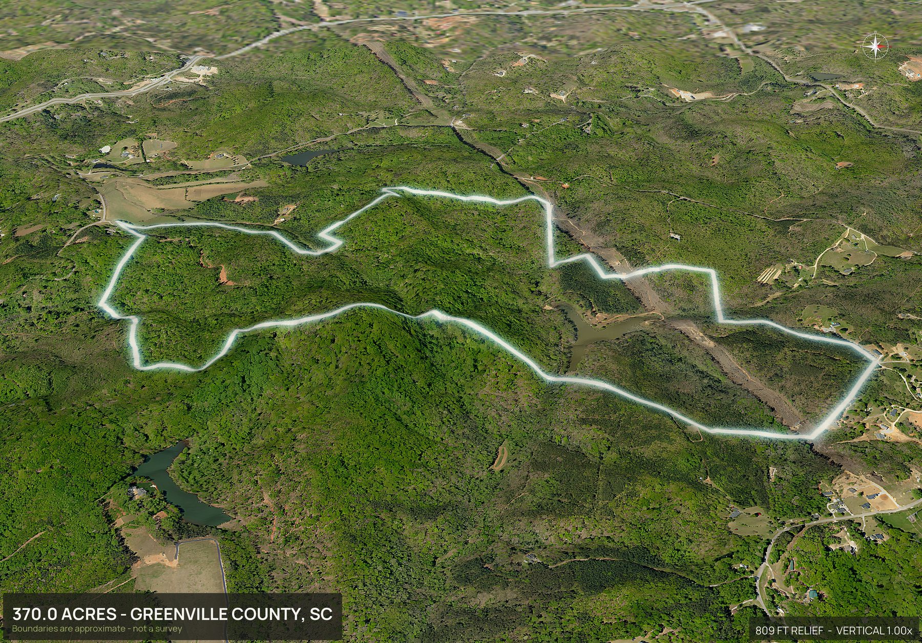 3D from the east of a South Carolina land parcel