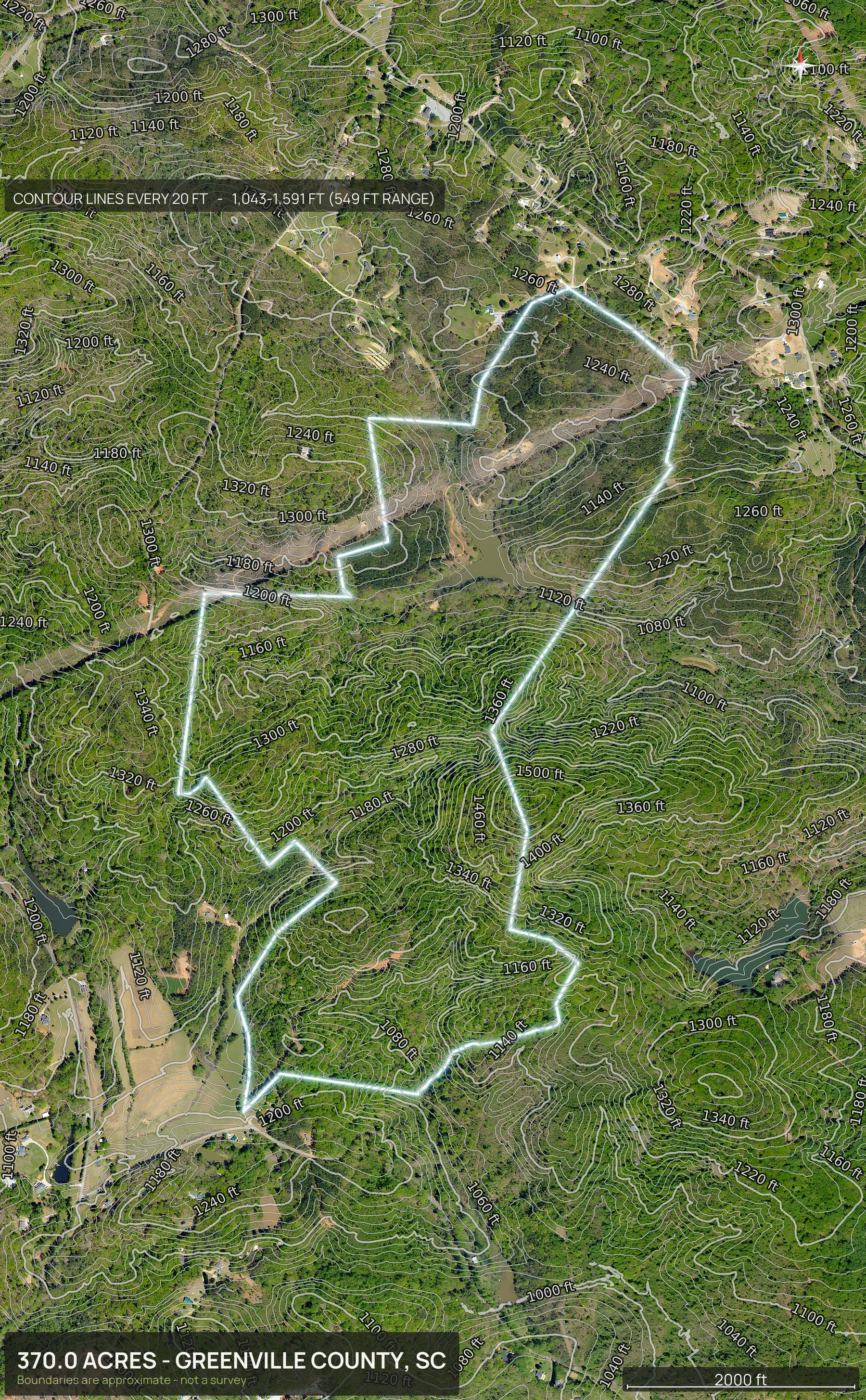 Contour map of a South Carolina land parcel