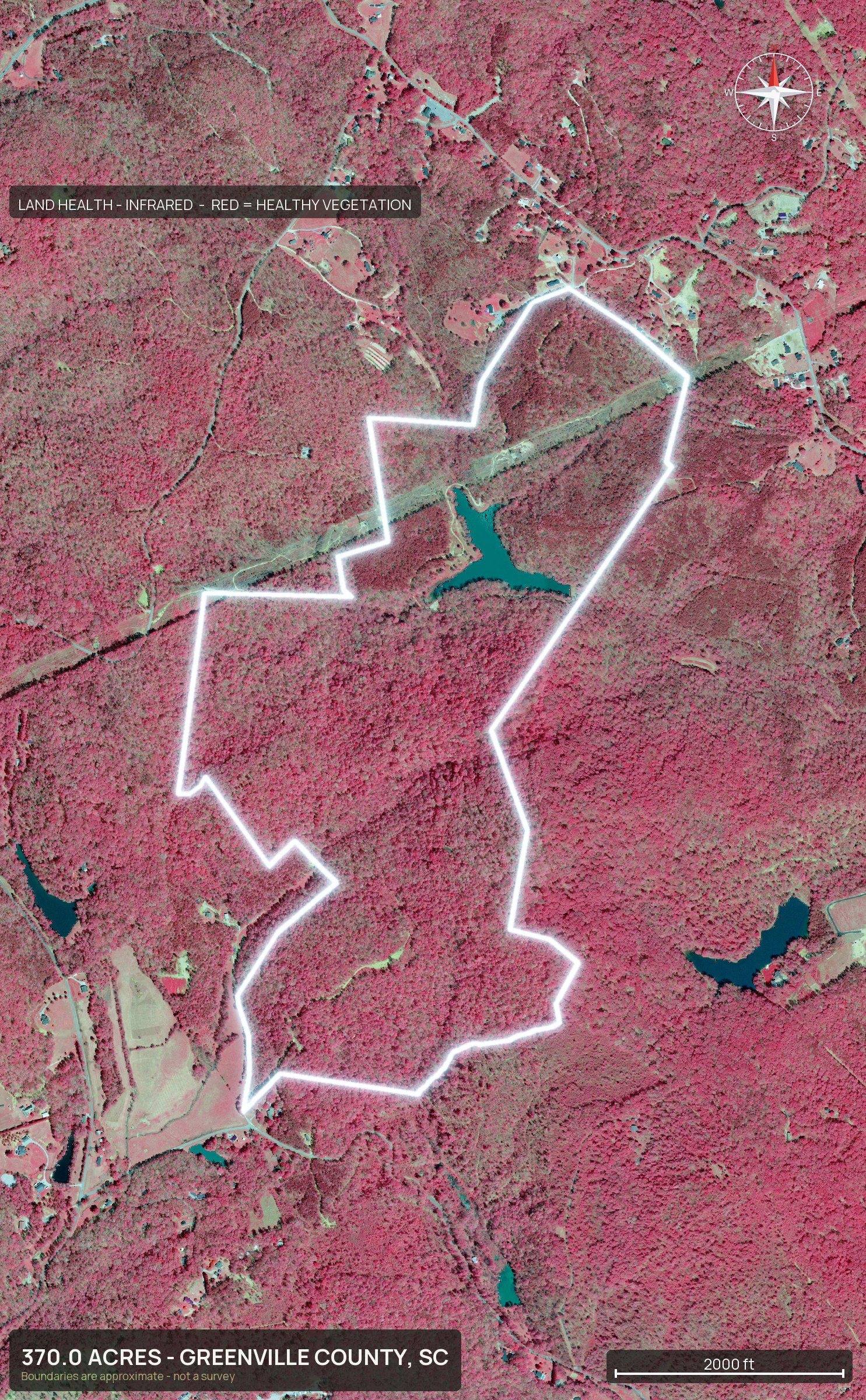 Land health, infrared of a South Carolina land parcel