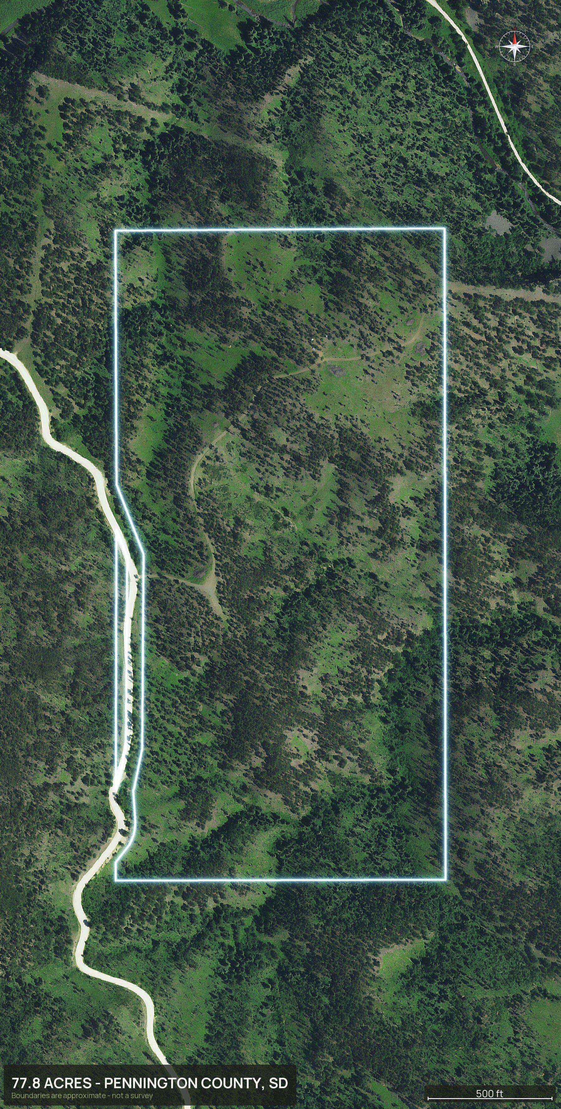 Boundary top-down of a South Dakota land parcel
