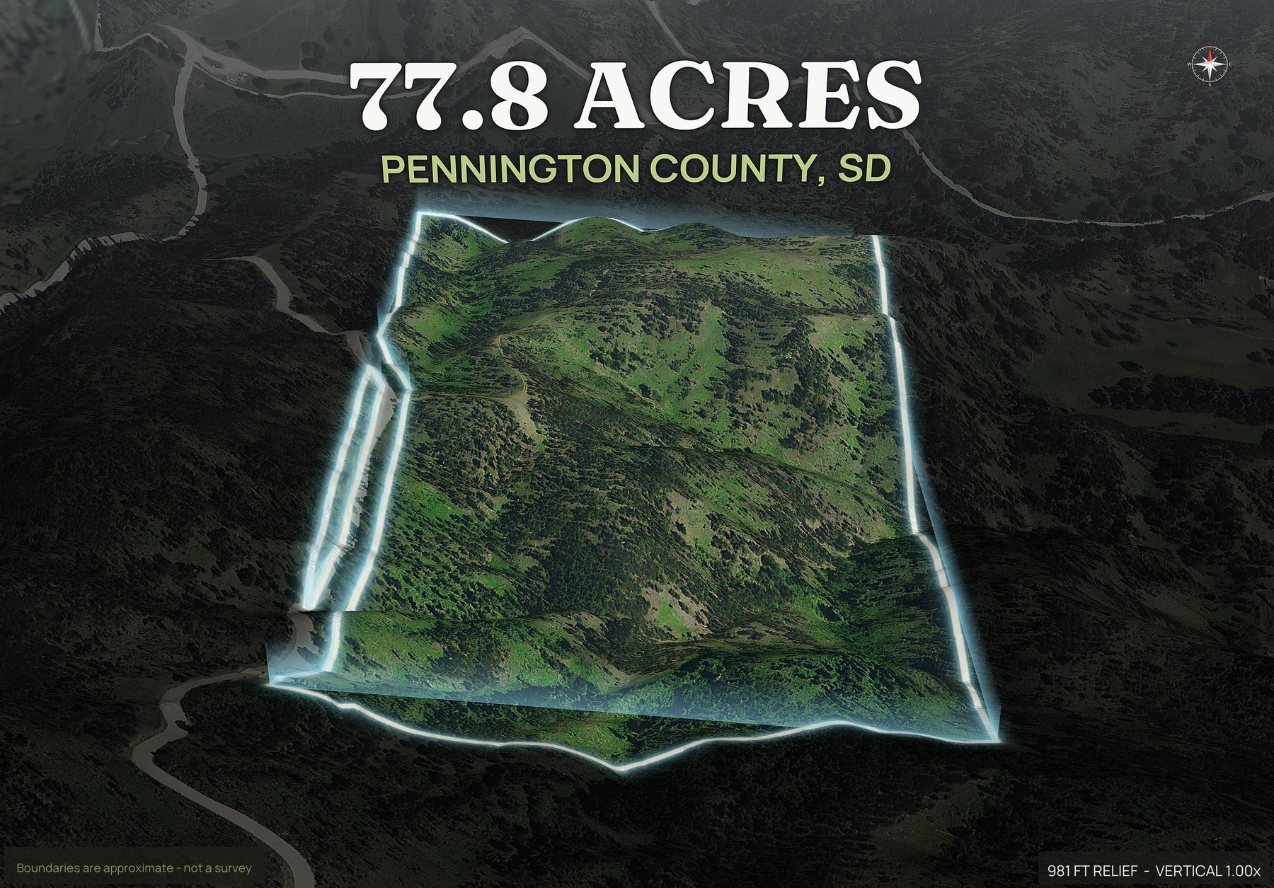 Spotlight, south of a South Dakota land parcel