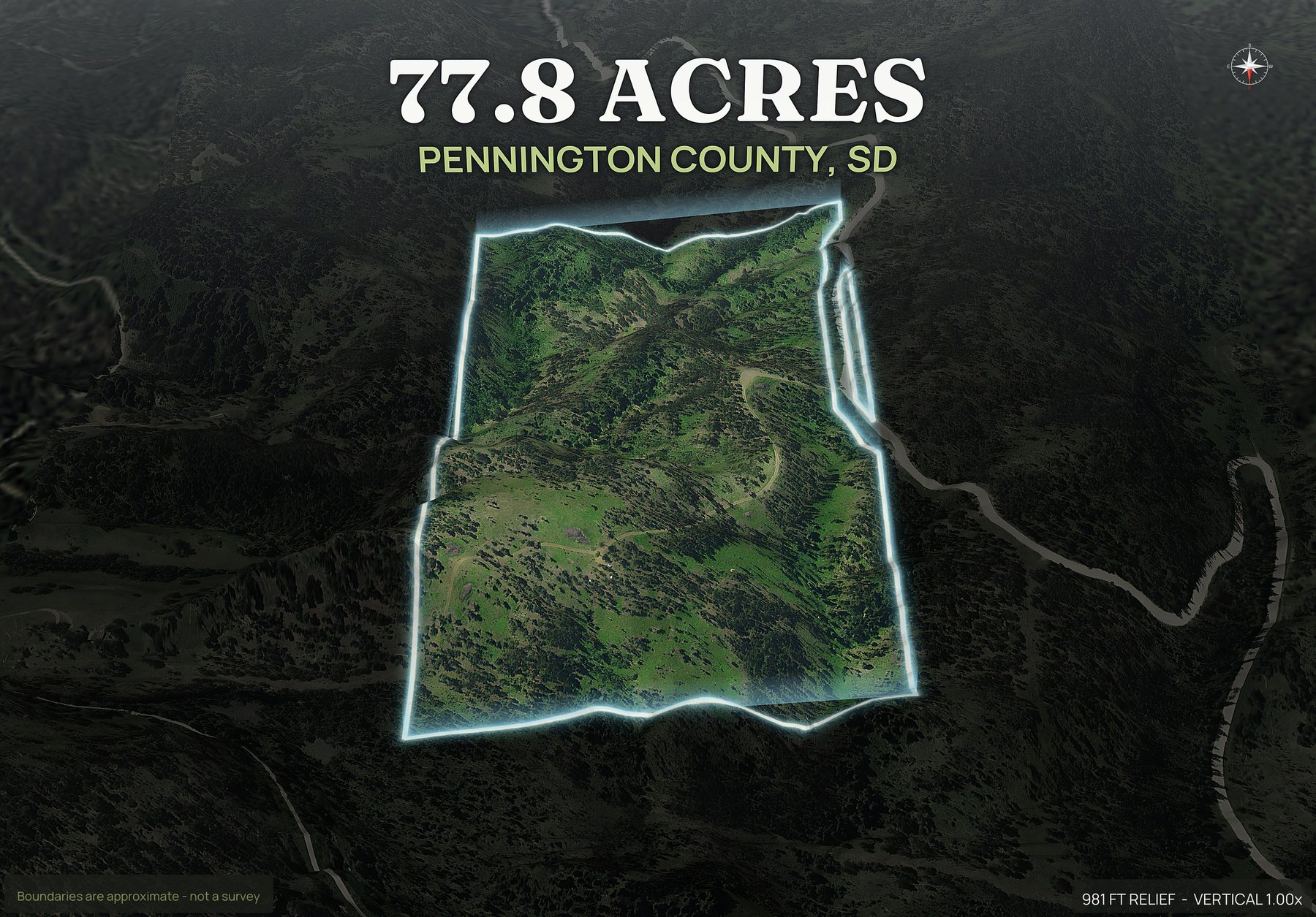 Spotlight, north of a South Dakota land parcel