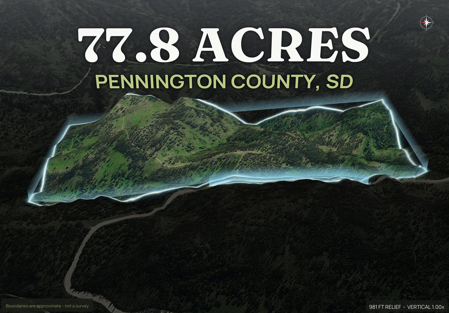 Spotlight, west of a South Dakota land parcel