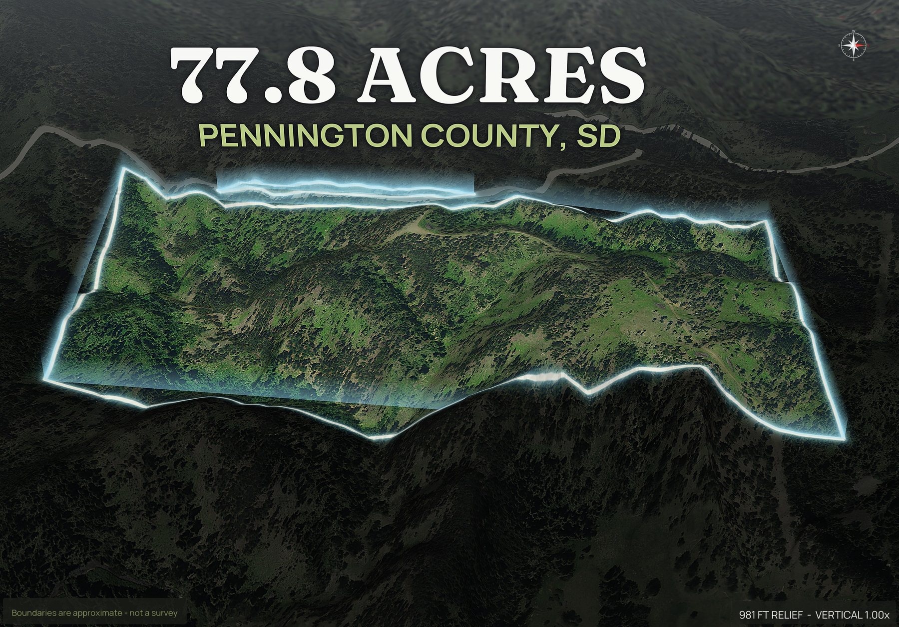 Spotlight, east of a South Dakota land parcel