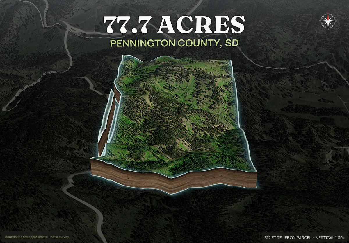 Pop-out of a South Dakota land parcel lifted out of the ground with dirt walls