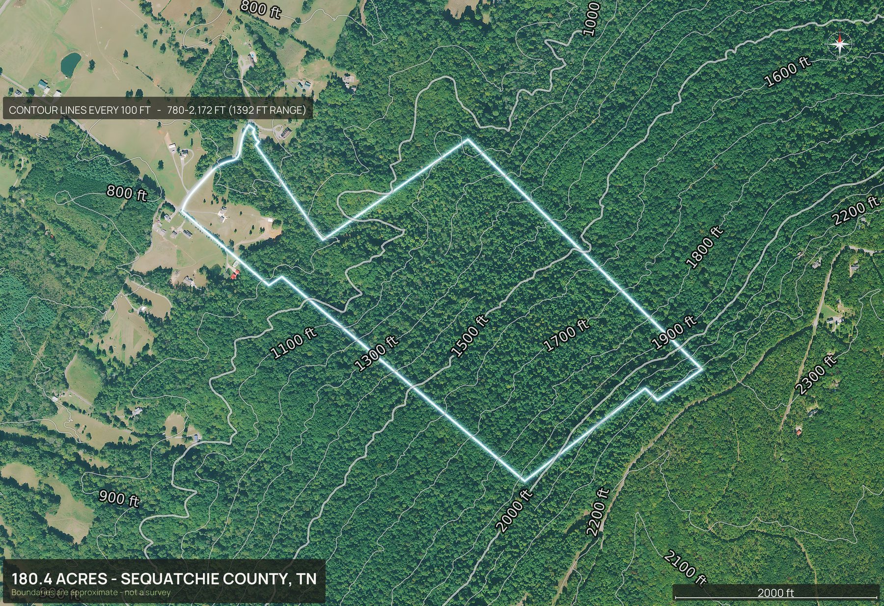 Contour map of a Tennessee land parcel