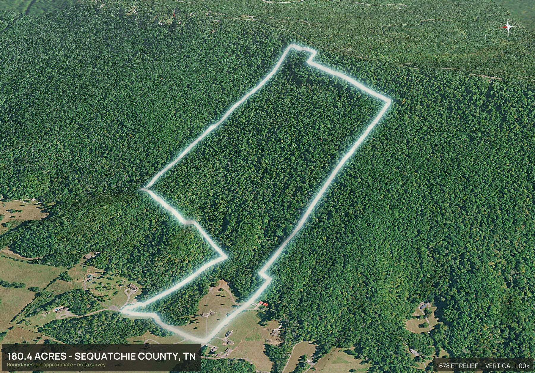 Road frontage of a Tennessee land parcel