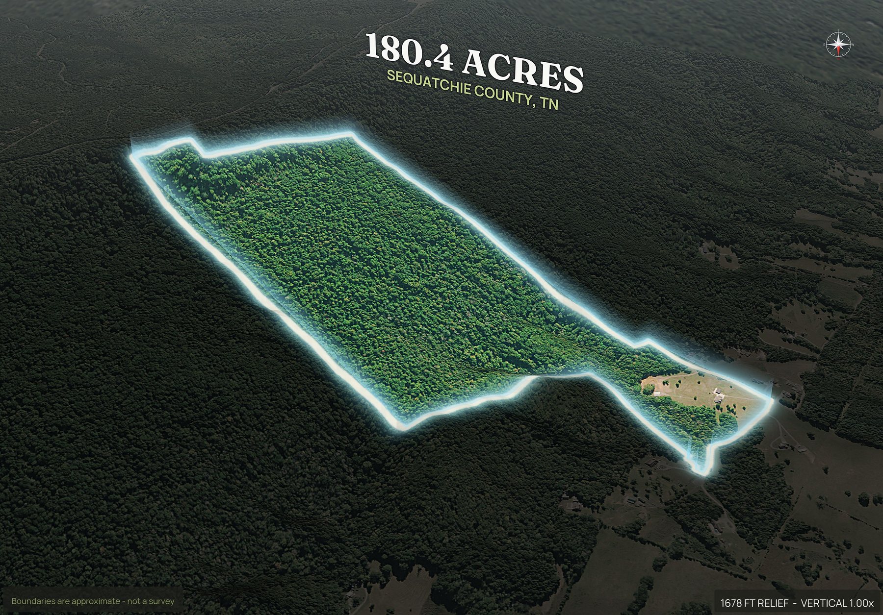 Spotlight, north of a Tennessee land parcel