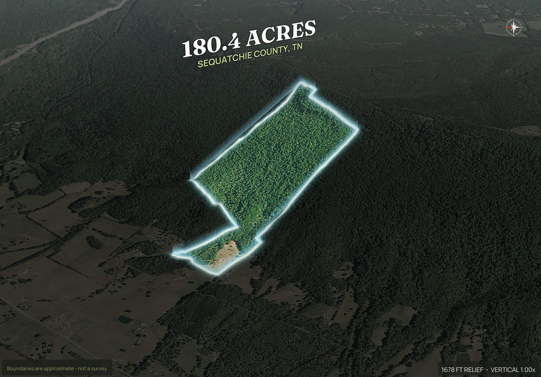 Spotlight, west of a Tennessee land parcel