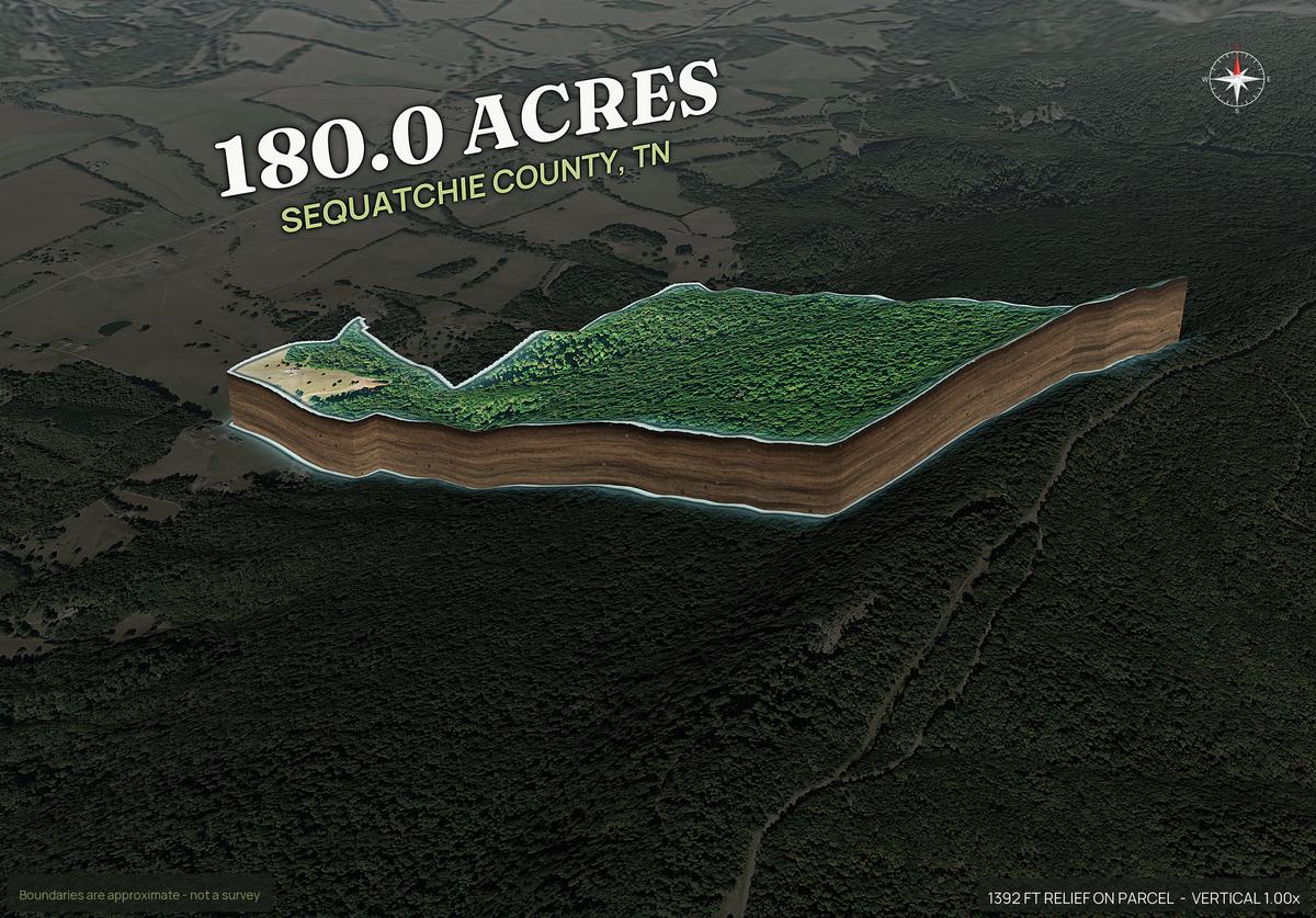 Pop-out of a Tennessee land parcel lifted out of the ground with dirt walls