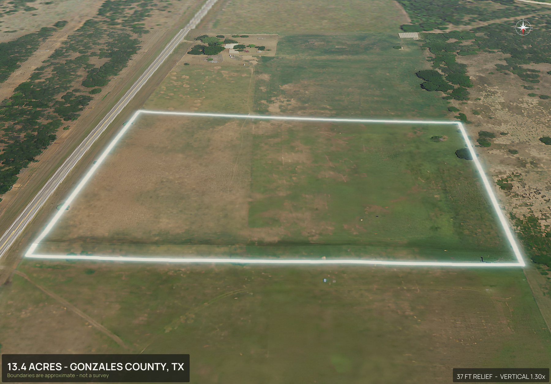 3D from the north of a Texas land parcel