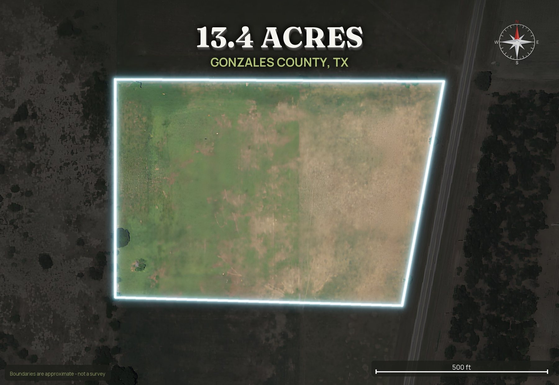 Spotlight top-down of a Texas land parcel