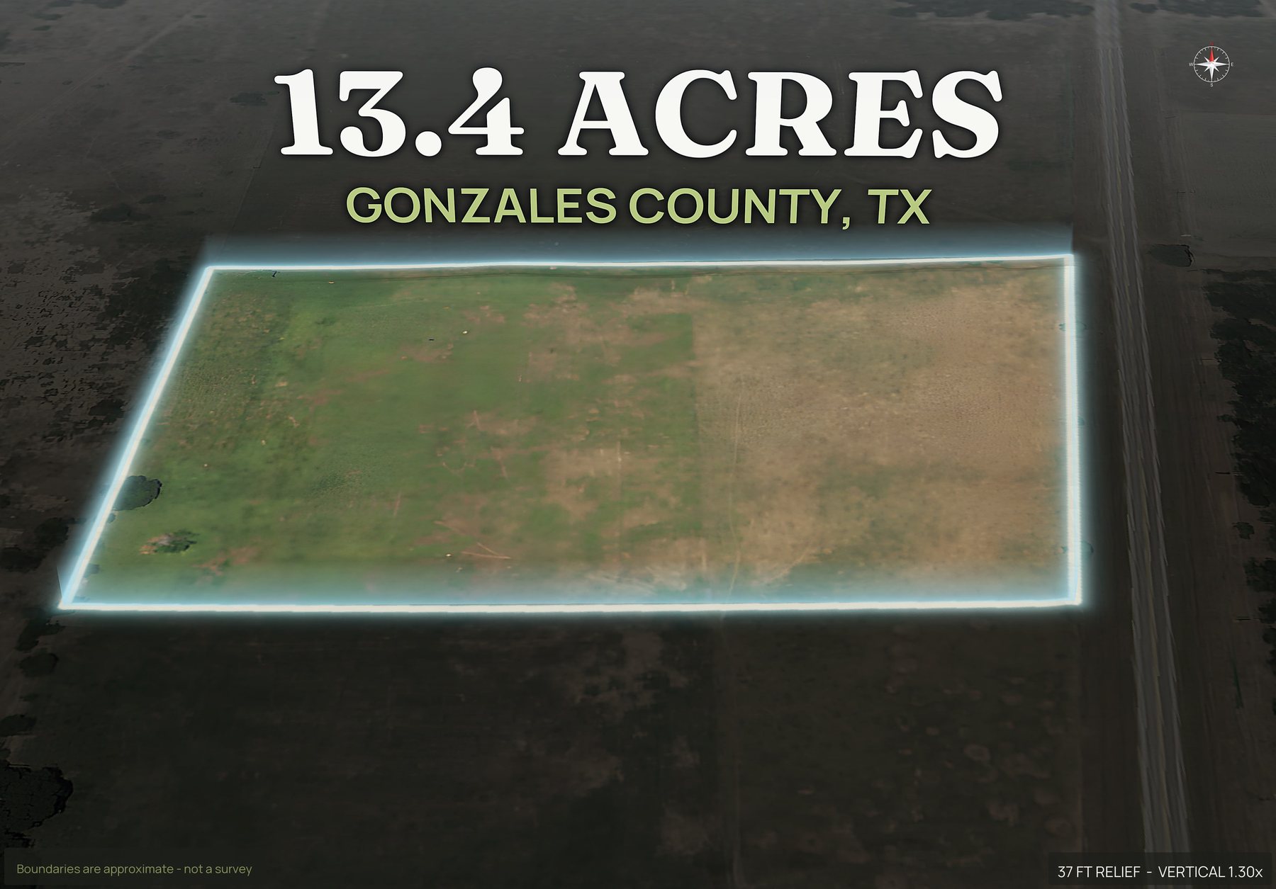 Spotlight, south of a Texas land parcel