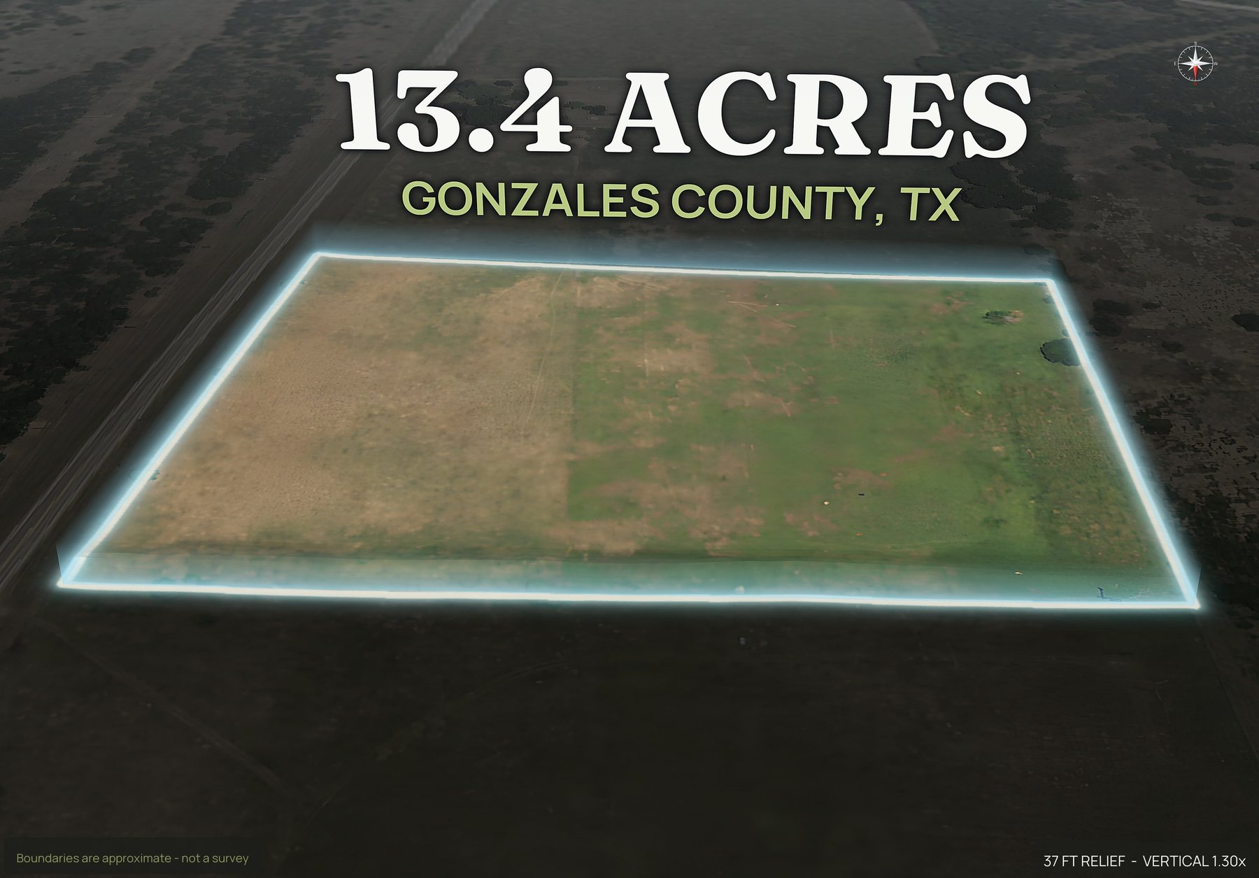 Spotlight, north of a Texas land parcel
