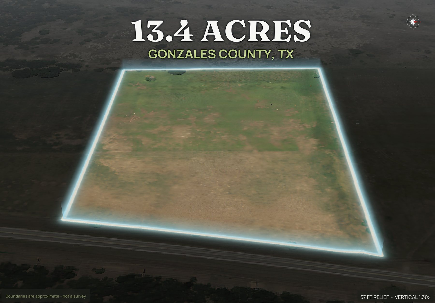 Spotlight, east of a Texas land parcel