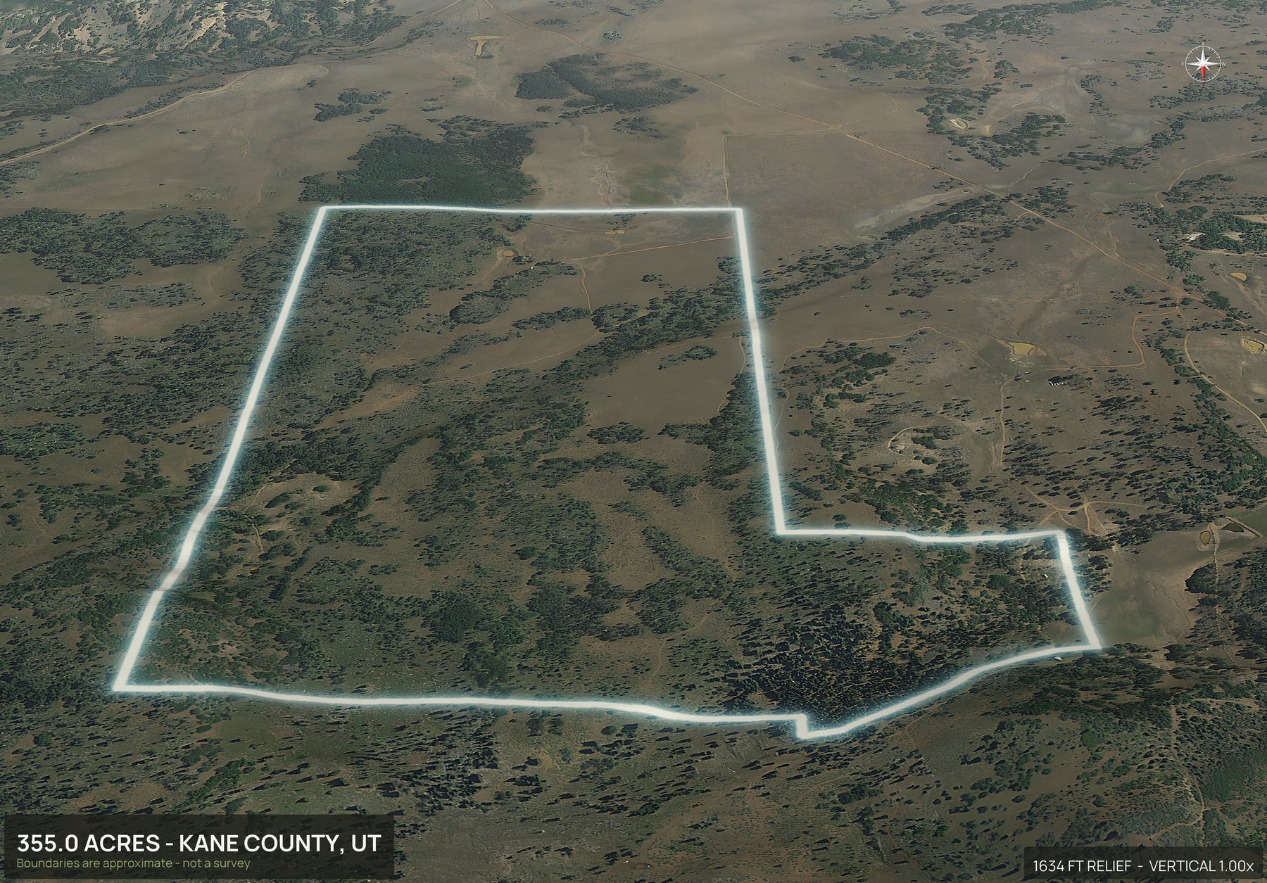 3D from the north of an Utah land parcel