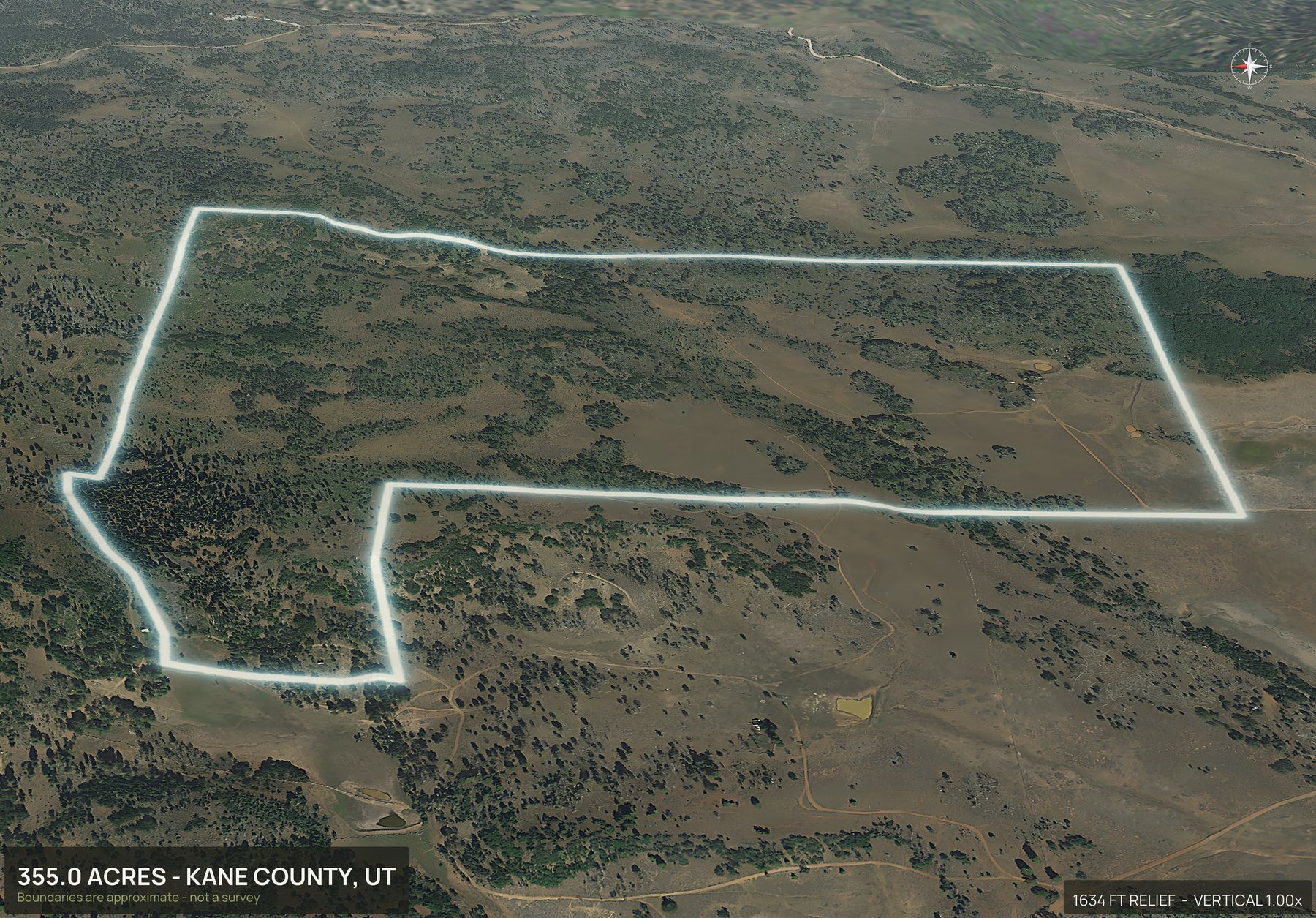 3D from the west of an Utah land parcel