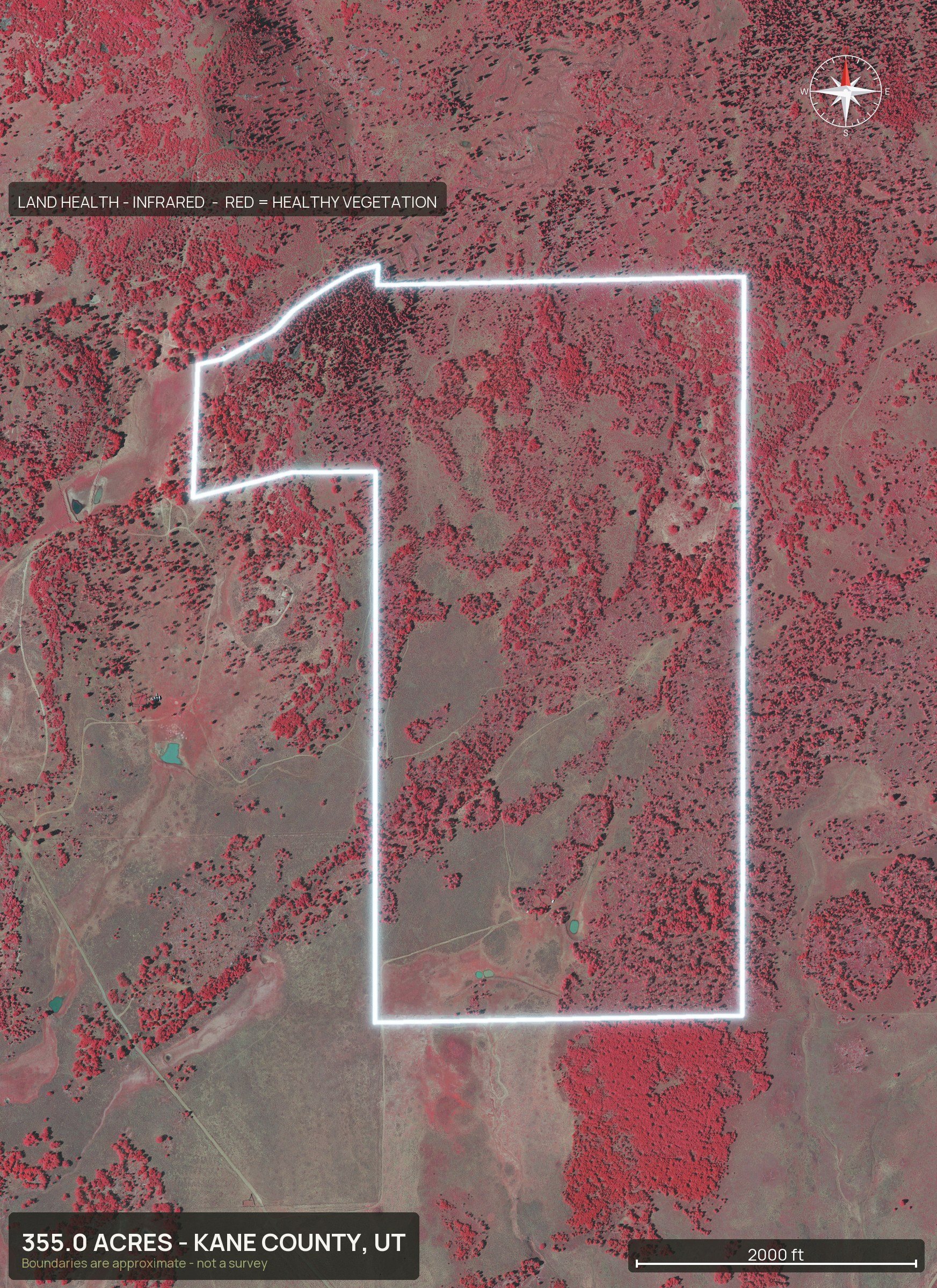Land health, infrared of an Utah land parcel