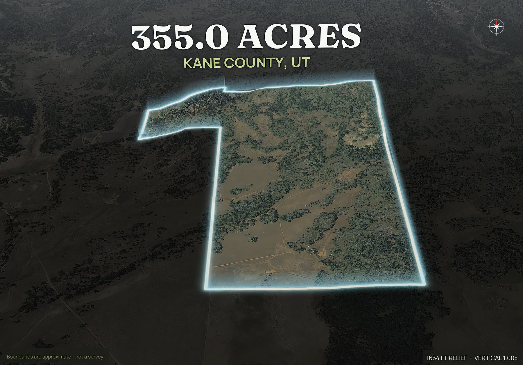 Spotlight, south of an Utah land parcel